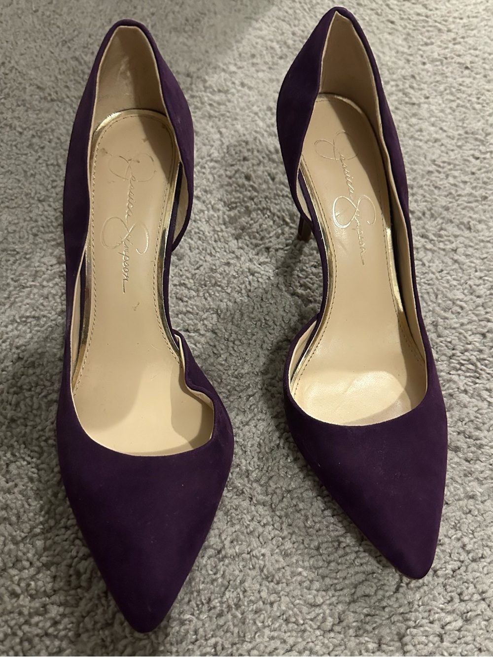 Jessica Simpson purple suede pointed-toe d'Orsay heels Size 9.5
